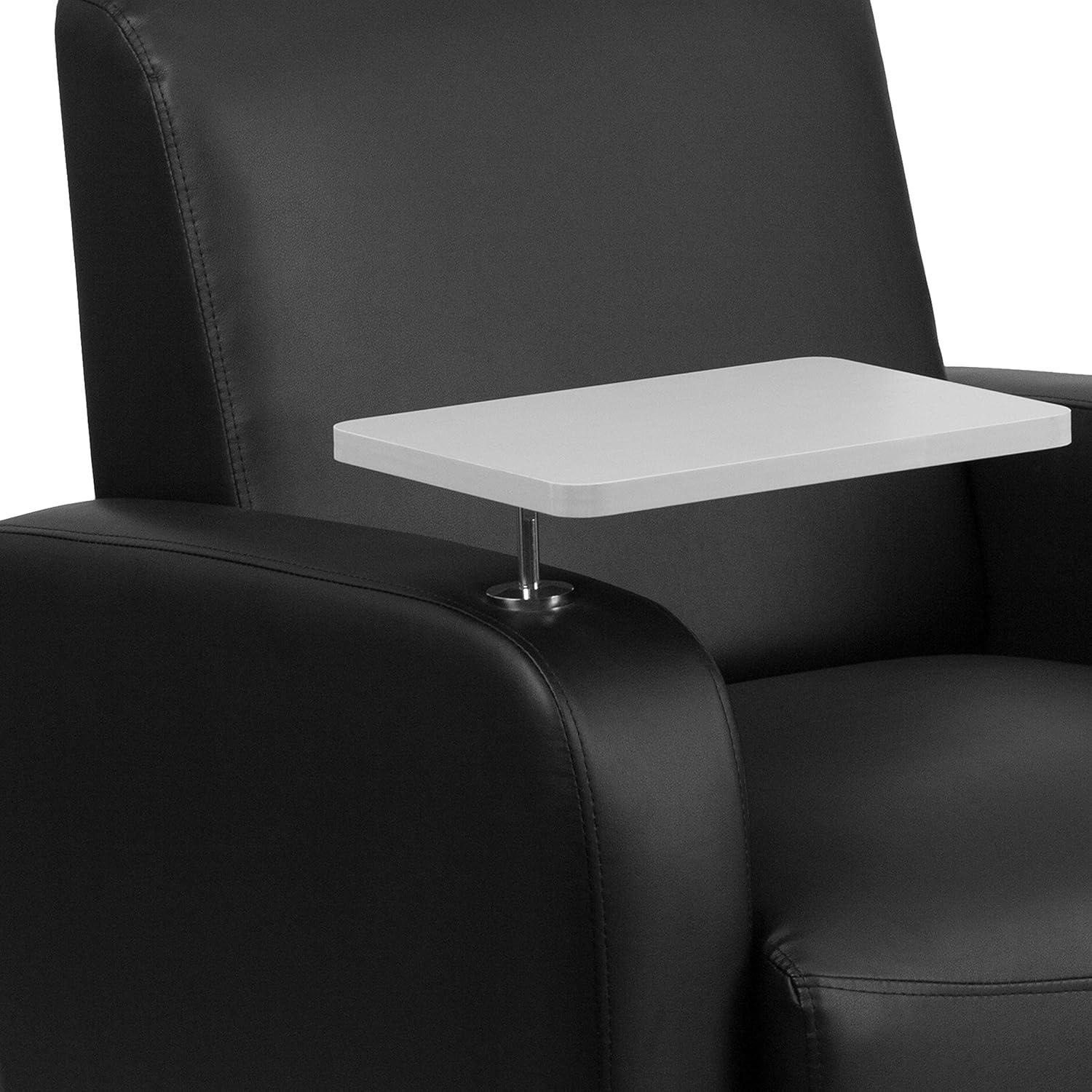 image:imageFlash Furniture George LeatherSoft Guest Chair with Tablet Arm Cup Holder and Front Wheel Casters Upholstered Tablet Arm Chair for Offices BlackBlack
