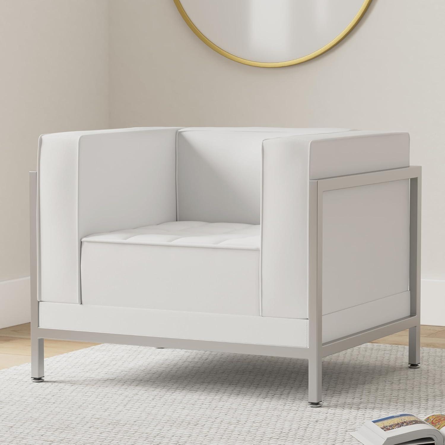 image:imageFlash Furniture HERCULES Imagination Series Contemporary Black LeatherSoft Chair with Encasing FrameMelrose White