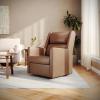 Flash Furniture Cash Swivel Manual Glider Rocker Recliner Chair, USB/USB-C Charging Ports, 270 Degree Swivel, Perfect for Living Room or Nursery, Off-White Boucle(Cognac Leathersoft)