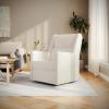 Flash Furniture Cash Swivel Manual Glider Rocker Recliner Chair, USB/USB-C Charging Ports, 270 Degree Swivel, Perfect for Living Room or Nursery, Off-White Boucle(Off-white Boucle)