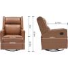 Flash Furniture Cash Swivel Manual Glider Rocker Recliner Chair, USB/USB-C Charging Ports, 270 Degree Swivel, Perfect for Living Room or Nursery, Off-White Boucle(Cognac Leathersoft)