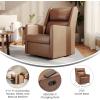 Flash Furniture Cash Swivel Manual Glider Rocker Recliner Chair, USB/USB-C Charging Ports, 270 Degree Swivel, Perfect for Living Room or Nursery, Off-White Boucle(Cognac Leathersoft)
