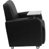 Flash Furniture George LeatherSoft Guest Chair with Tablet Arm, Cup Holder, and Front Wheel Casters, Upholstered Tablet Arm Chair for Offices, Black(Black)