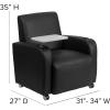Flash Furniture George LeatherSoft Guest Chair with Tablet Arm, Cup Holder, and Front Wheel Casters, Upholstered Tablet Arm Chair for Offices, Black(Black)