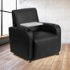 Flash Furniture George LeatherSoft Guest Chair with Tablet Arm, Cup Holder, and Front Wheel Casters, Upholstered Tablet Arm Chair for Offices, Black(Black)