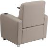 Flash Furniture George LeatherSoft Guest Chair with Tablet Arm, Cup Holder, and Front Wheel Casters, Upholstered Tablet Arm Chair for Offices, Black(Grey)