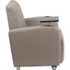 Flash Furniture George LeatherSoft Guest Chair with Tablet Arm, Cup Holder, and Front Wheel Casters, Upholstered Tablet Arm Chair for Offices, Black(Grey)
