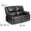 Flash Furniture Harmony Series Brown LeatherSoft Sofa with Two Built-In Recliners(Black Leathersoft)