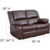 Flash Furniture Harmony Series Brown LeatherSoft Sofa with Two Built-In Recliners(Brown Leathersoft)