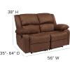 Flash Furniture Harmony Series Brown LeatherSoft Sofa with Two Built-In Recliners(Chocolate Brown Microfiber)