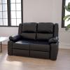 Flash Furniture Harmony Series Brown LeatherSoft Sofa with Two Built-In Recliners(Black Leathersoft)