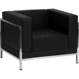 Flash Furniture HERCULES Imagination Series Contemporary Black LeatherSoft Chair with Encasing Frame(Black)