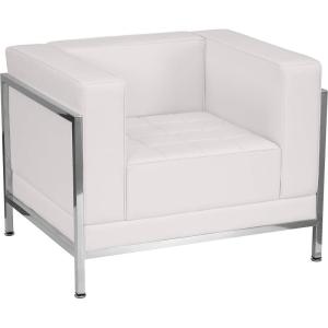 Flash Furniture HERCULES Imagination Series Contemporary Black LeatherSoft Chair with Encasing Frame(Melrose White)