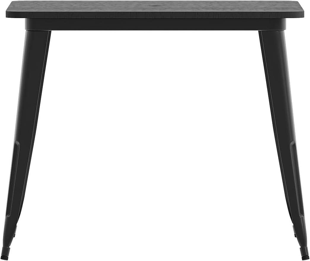 image:imageFlash Furniture Declan Commercial Outdoor Dining Table with Umbrella Hole All Weather Poly Resin Top and Steel Base 36 Square BrownBlackBlack TopBlack Frame