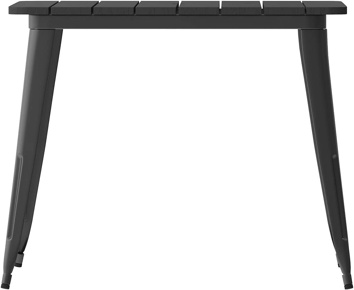 image:imageFlash Furniture Declan Commercial Outdoor Dining Table with Umbrella Hole All Weather Poly Resin Top and Steel Base 36 Square BrownBlackBlack TopBlack Frame