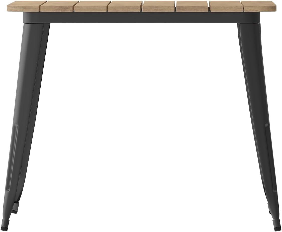 image:imageFlash Furniture Declan Commercial Outdoor Dining Table with Umbrella Hole All Weather Poly Resin Top and Steel Base 36 Square BrownBlackBrownBlack