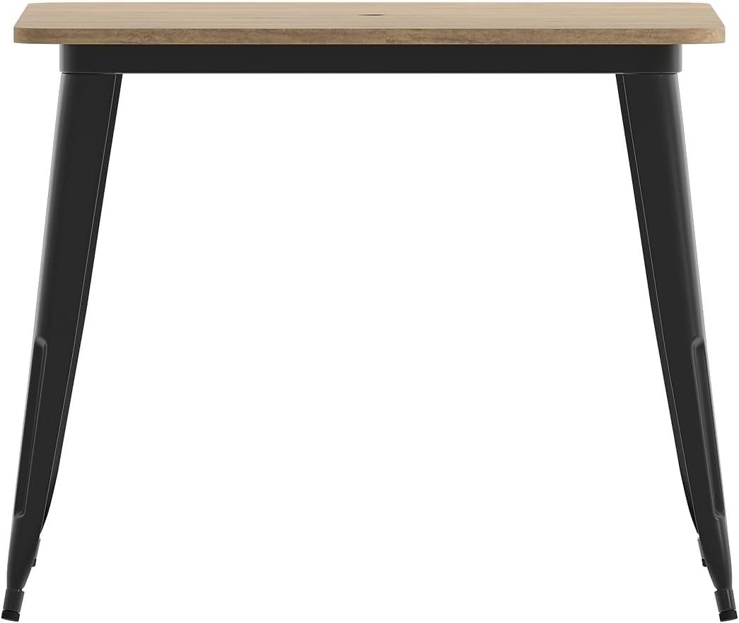 image:imageFlash Furniture Declan Commercial Outdoor Dining Table with Umbrella Hole All Weather Poly Resin Top and Steel Base 36 Square BrownBlackBrownBlack