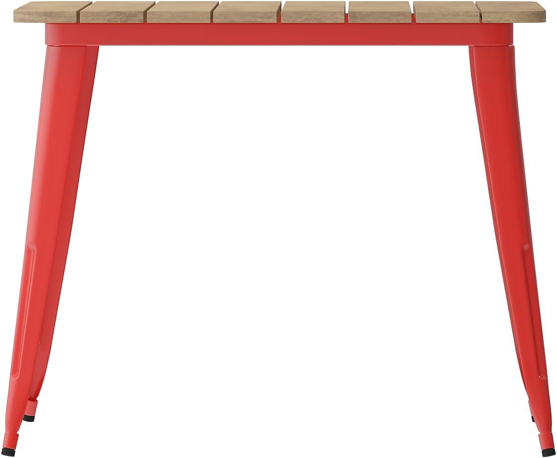 image:imageFlash Furniture Declan Commercial Outdoor Dining Table with Umbrella Hole All Weather Poly Resin Top and Steel Base 36 Square BrownBlackBrownRed