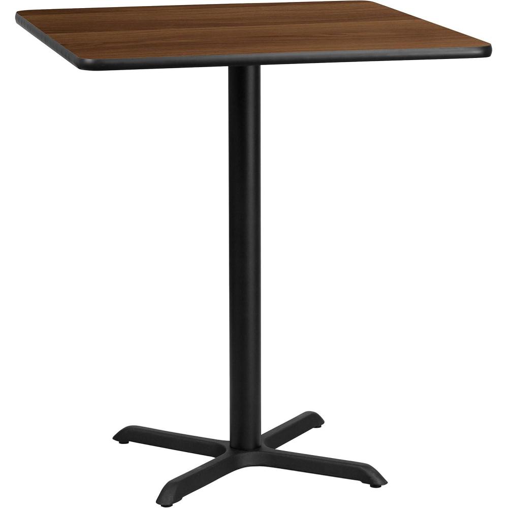 image:imageFlash Furniture 36 Square Natural Laminate Table Top with 30 x 30 Bar Height Table BaseWalnut