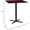 Flash Furniture 36” Square Natural Laminate Table Top with 30” x 30” Bar Height Table Base(Mahogany)