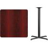 Flash Furniture 36” Square Natural Laminate Table Top with 30” x 30” Bar Height Table Base(Mahogany)