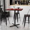 Flash Furniture 36” Square Natural Laminate Table Top with 30” x 30” Bar Height Table Base(Mahogany)