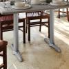 Flash Furniture 5″ x 22″ Restaurant Table T-Base with 3″ Diameter Table Height Column, Commercial T-Base Cast Iron Restaurant Table Base, Black(Silver)
