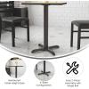 Flash Furniture Beverly 22” x 22” Restaurant Table X-Base with 3” Dia. Table Height Column(Black)
