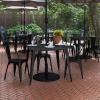 Flash Furniture Declan Commercial Outdoor Dining Table with Umbrella Hole, All Weather Poly Resin Top and Steel Base, 36″ Square, Brown/Black(Black Top/Black Frame)