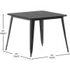 Flash Furniture Declan Commercial Outdoor Dining Table with Umbrella Hole, All Weather Poly Resin Top and Steel Base, 36″ Square, Brown/Black(Black Top/Black Frame)