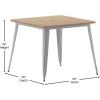 Flash Furniture Declan Commercial Outdoor Dining Table with Umbrella Hole, All Weather Poly Resin Top and Steel Base, 36″ Square, Brown/Black(Brown Top/Silver Frame)