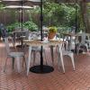 Flash Furniture Declan Commercial Outdoor Dining Table with Umbrella Hole, All Weather Poly Resin Top and Steel Base, 36″ Square, Brown/Black(Brown Top/Silver Frame)