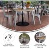 Flash Furniture Declan Commercial Outdoor Dining Table with Umbrella Hole, All Weather Poly Resin Top and Steel Base, 36″ Square, Brown/Black(Brown Top/Silver Frame)