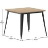 Flash Furniture Declan Commercial Outdoor Dining Table with Umbrella Hole, All Weather Poly Resin Top and Steel Base, 36″ Square, Brown/Black(Brown/Black)