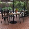 Flash Furniture Declan Commercial Outdoor Dining Table with Umbrella Hole, All Weather Poly Resin Top and Steel Base, 36″ Square, Brown/Black(Brown/Black)