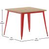 Flash Furniture Declan Commercial Outdoor Dining Table with Umbrella Hole, All Weather Poly Resin Top and Steel Base, 36″ Square, Brown/Black(Brown/Red)