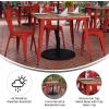 Flash Furniture Declan Commercial Outdoor Dining Table with Umbrella Hole, All Weather Poly Resin Top and Steel Base, 36″ Square, Brown/Black(Brown/Red)