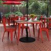 Flash Furniture Declan Commercial Outdoor Dining Table with Umbrella Hole, All Weather Poly Resin Top and Steel Base, 36″ Square, Brown/Black(Brown/Red)