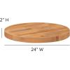 Flash Furniture Mayfair 24″ Round Butcher Block Style UV Treated Table Top for Restaurant, Bar, or Kitchen