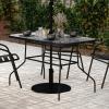 Flash Furniture Tory Rectangle Patio Table with Umbrella Hole, Commercial All-Weather Table with Heat Resistant Tempered Glass, Steel Tube Frame, 27.5×47.25, Silver(Clear Top/Black Frame)