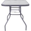 Flash Furniture Tory Rectangle Patio Table with Umbrella Hole, Commercial All-Weather Table with Heat Resistant Tempered Glass, Steel Tube Frame, 27.5×47.25, Silver(Clear Top/Silver Frame)