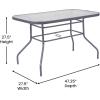 Flash Furniture Tory Rectangle Patio Table with Umbrella Hole, Commercial All-Weather Table with Heat Resistant Tempered Glass, Steel Tube Frame, 27.5×47.25, Silver(Clear Top/Silver Frame)