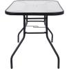 Flash Furniture Tory Rectangle Patio Table with Umbrella Hole, Commercial All-Weather Table with Heat Resistant Tempered Glass, Steel Tube Frame, 27.5×47.25, Silver(Clear Top/Black Frame)