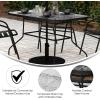 Flash Furniture Tory Rectangle Patio Table with Umbrella Hole, Commercial All-Weather Table with Heat Resistant Tempered Glass, Steel Tube Frame, 27.5×47.25, Silver(Clear Top/Black Frame)