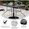 Flash Furniture Tory Rectangle Patio Table with Umbrella Hole, Commercial All-Weather Table with Heat Resistant Tempered Glass, Steel Tube Frame, 27.5×47.25, Silver(Clear Top/Silver Frame)