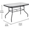 Flash Furniture Tory Rectangle Patio Table with Umbrella Hole, Commercial All-Weather Table with Heat Resistant Tempered Glass, Steel Tube Frame, 27.5×47.25, Silver(Clear Top/Black Frame)