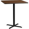 Flash Furniture 36” Square Natural Laminate Table Top with 30” x 30” Bar Height Table Base(Walnut)