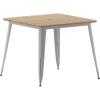 Flash Furniture Declan Commercial Outdoor Dining Table with Umbrella Hole, All Weather Poly Resin Top and Steel Base, 36″ Square, Brown/Black(Brown Top/Silver Frame)