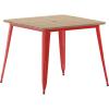 Flash Furniture Declan Commercial Outdoor Dining Table with Umbrella Hole, All Weather Poly Resin Top and Steel Base, 36″ Square, Brown/Black(Brown/Red)