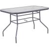 Flash Furniture Tory Rectangle Patio Table with Umbrella Hole, Commercial All-Weather Table with Heat Resistant Tempered Glass, Steel Tube Frame, 27.5×47.25, Silver(Clear Top/Silver Frame)